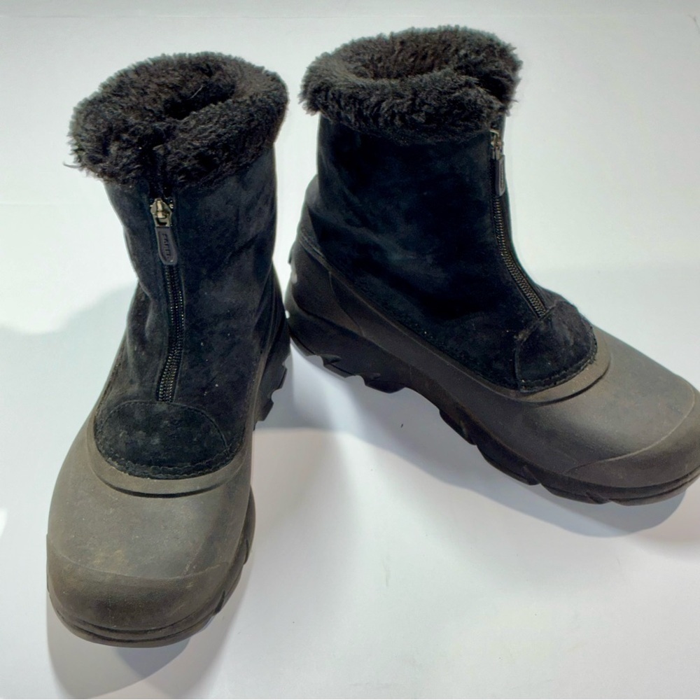 Sorel Boots Womens 9.5 Snow Angel Black Faux Fur Lined Zip Up Insulated